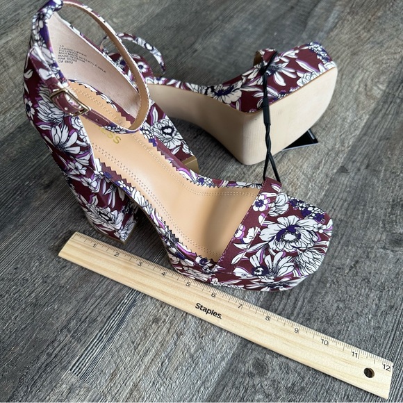 Express platform square toe floral sandal block heel size 10 - Picture 9 of 13